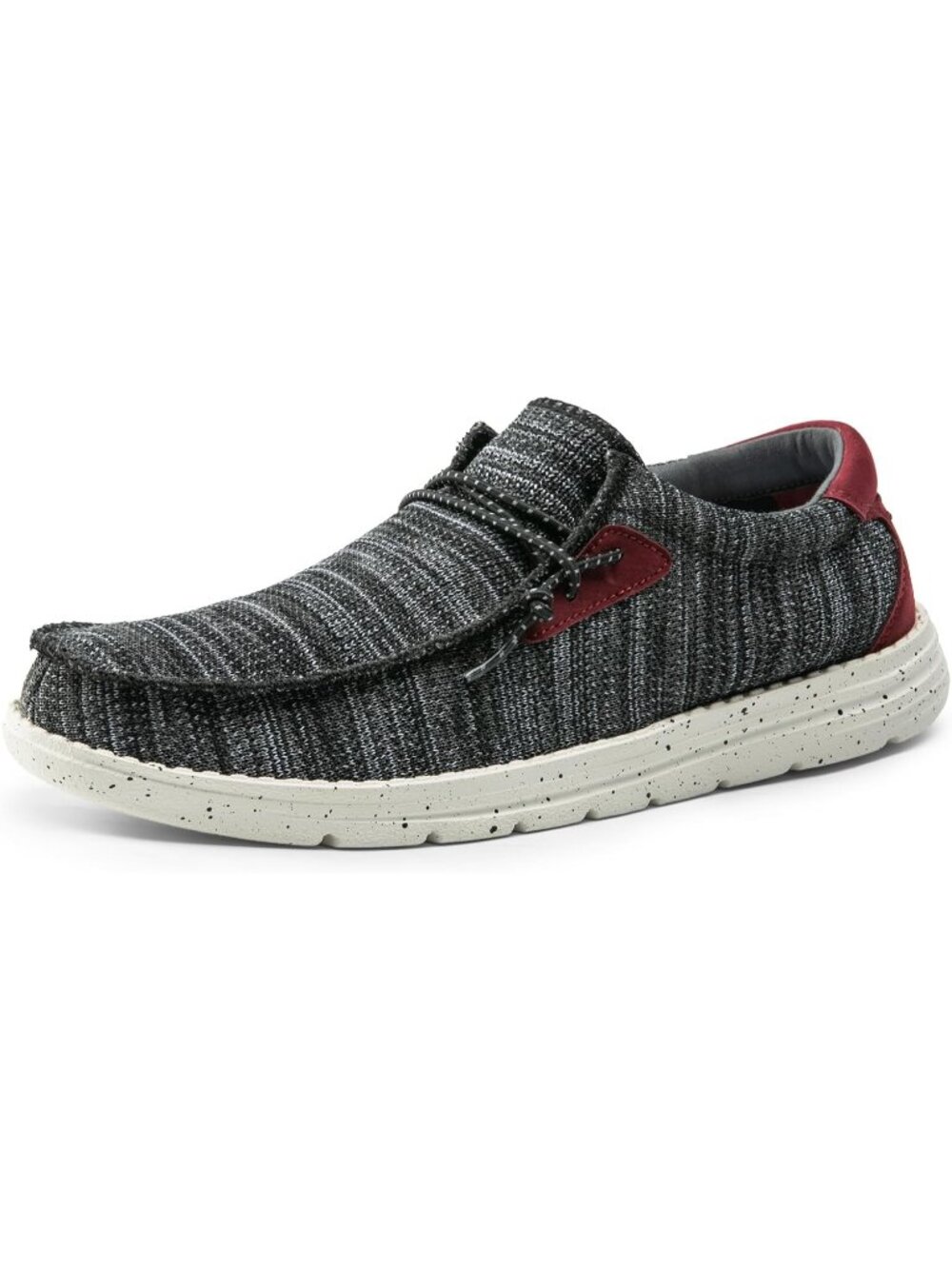 Bruno Marc Men's Black Red Round Toe Breathable Flexible Casual Slip On Loafers